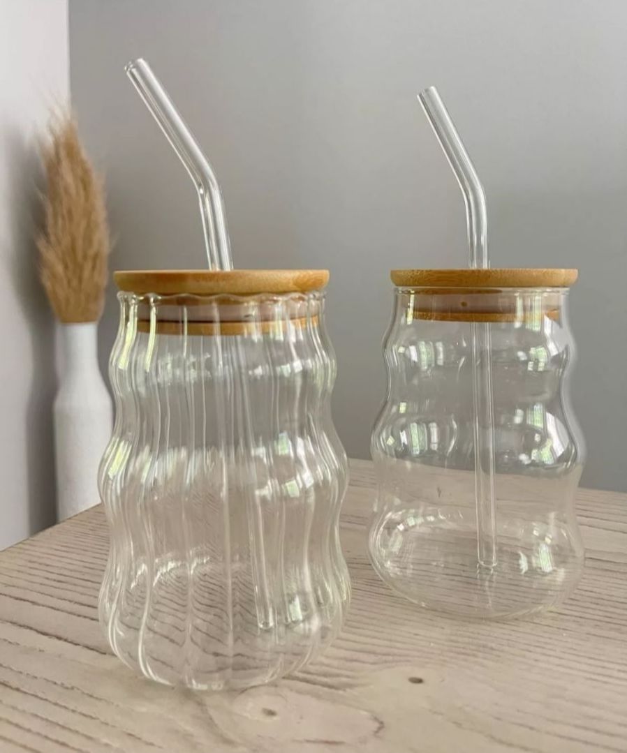 Boba Glass Tumbler with Bamboo Lid & Straw