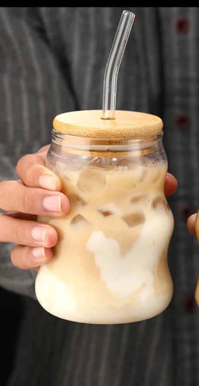 Boba Glass Tumbler with Bamboo Lid & Straw
