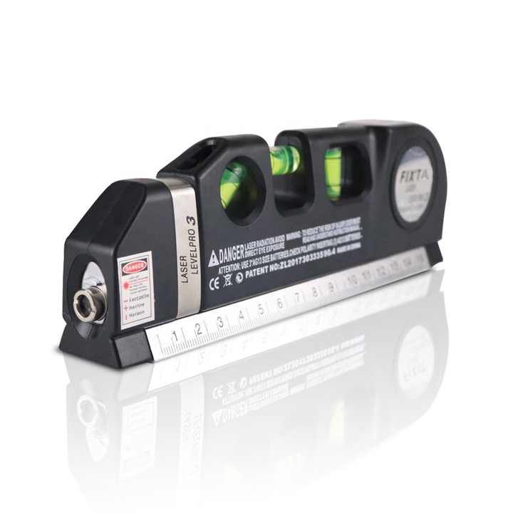 Fixta Laser Level Pro 3 – 5-in-1 Multi-Purpose Leveling Tool with Tape Measure & Laser Beam