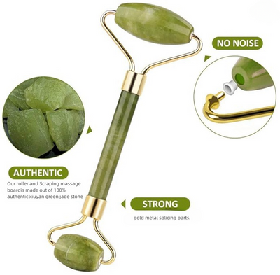 Natural Jade Roller & Gua Sha Facial Massage Set