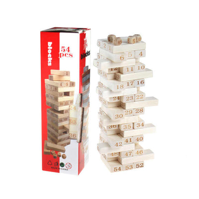 54-Piece Classic Wooden Stacking Blocks Game – Fun for All Ages