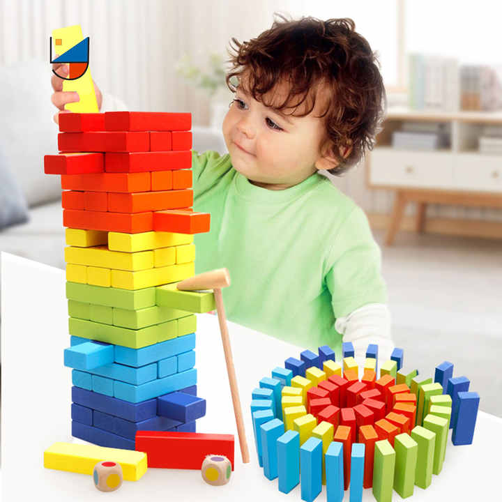 54-Piece Classic Wooden Stacking Blocks Game – Fun for All Ages