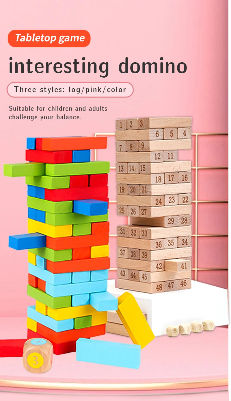 54-Piece Classic Wooden Stacking Blocks Game – Fun for All Ages