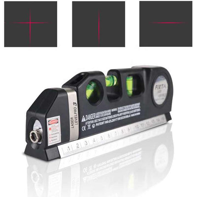 Fixta Laser Level Pro 3 – 5-in-1 Multi-Purpose Leveling Tool with Tape Measure & Laser Beam