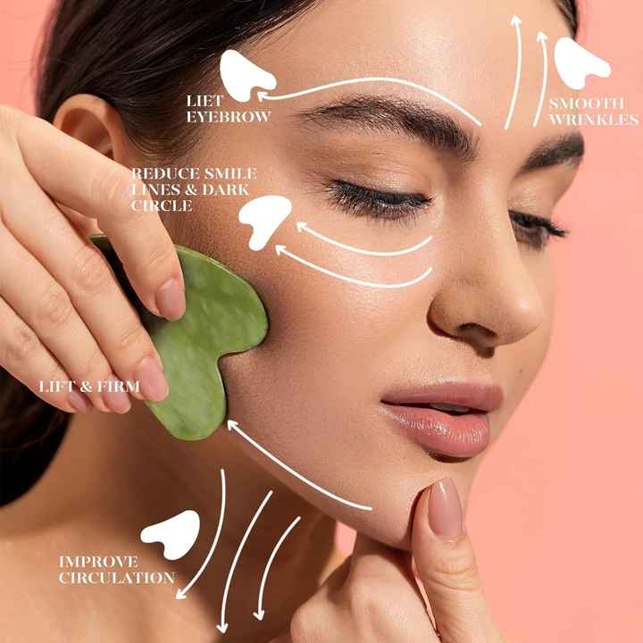 Natural Jade Roller & Gua Sha Facial Massage Set