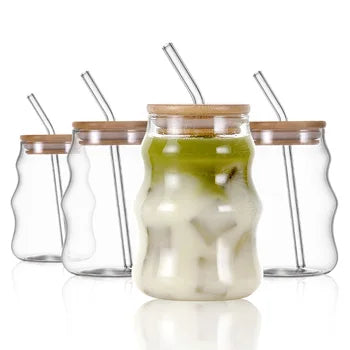 Boba Glass Tumbler with Bamboo Lid & Straw