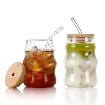 Boba Glass Tumbler with Bamboo Lid & Straw