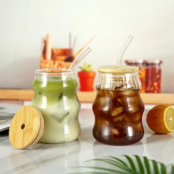 Boba Glass Tumbler with Bamboo Lid & Straw