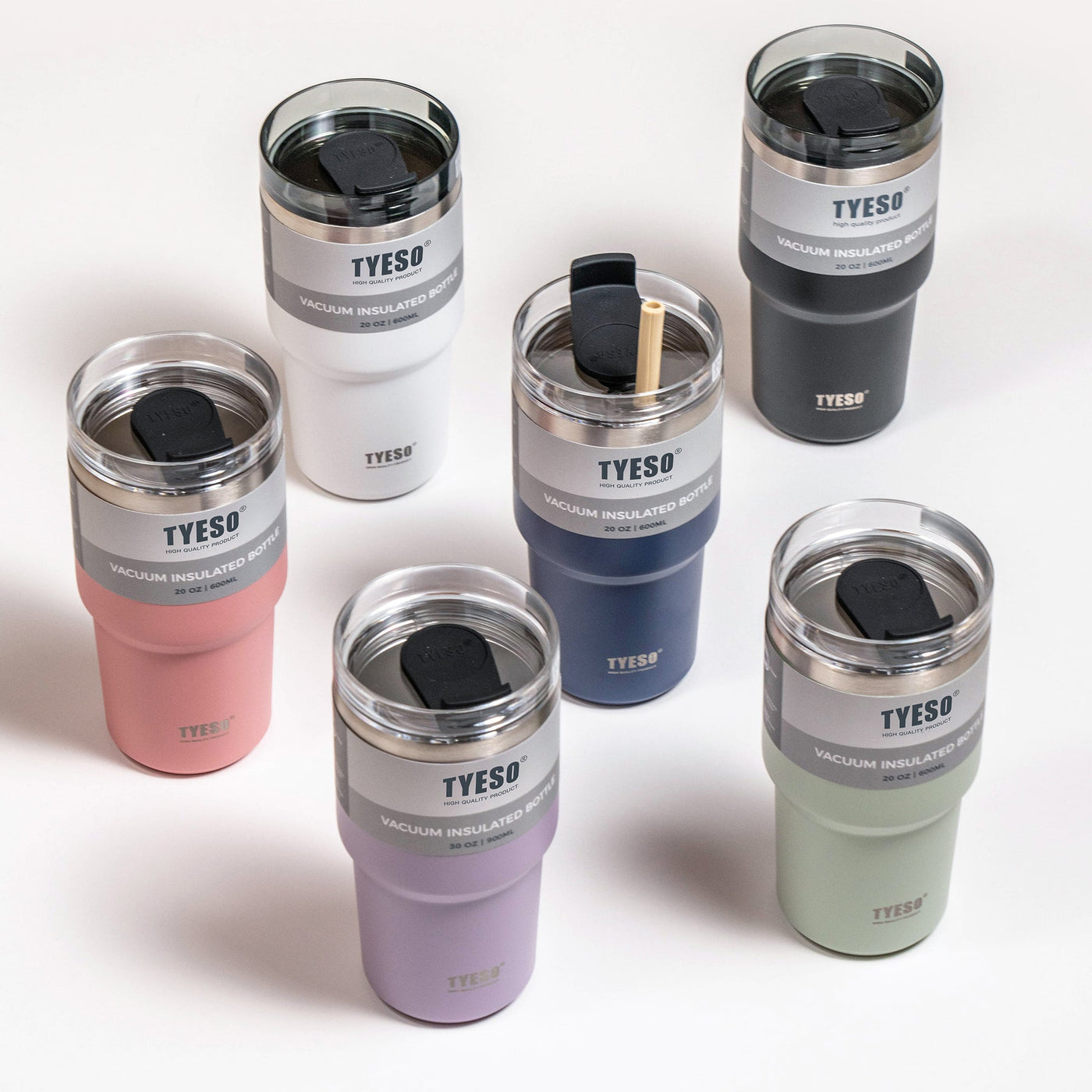 TYESO Stainless Steel Insulated Tumbler with Straw