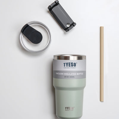 TYESO Stainless Steel Insulated Tumbler with Straw