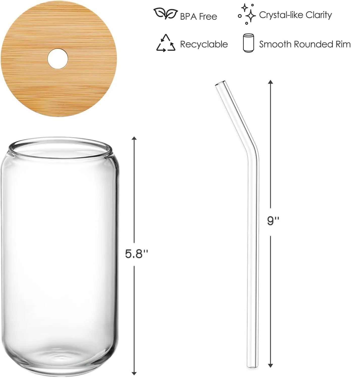 Eco-Chic Glass Tumbler with Bamboo Lid & Glass Straw