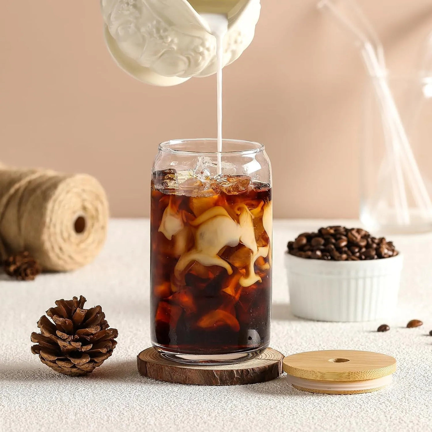 Eco-Chic Glass Tumbler with Bamboo Lid & Glass Straw