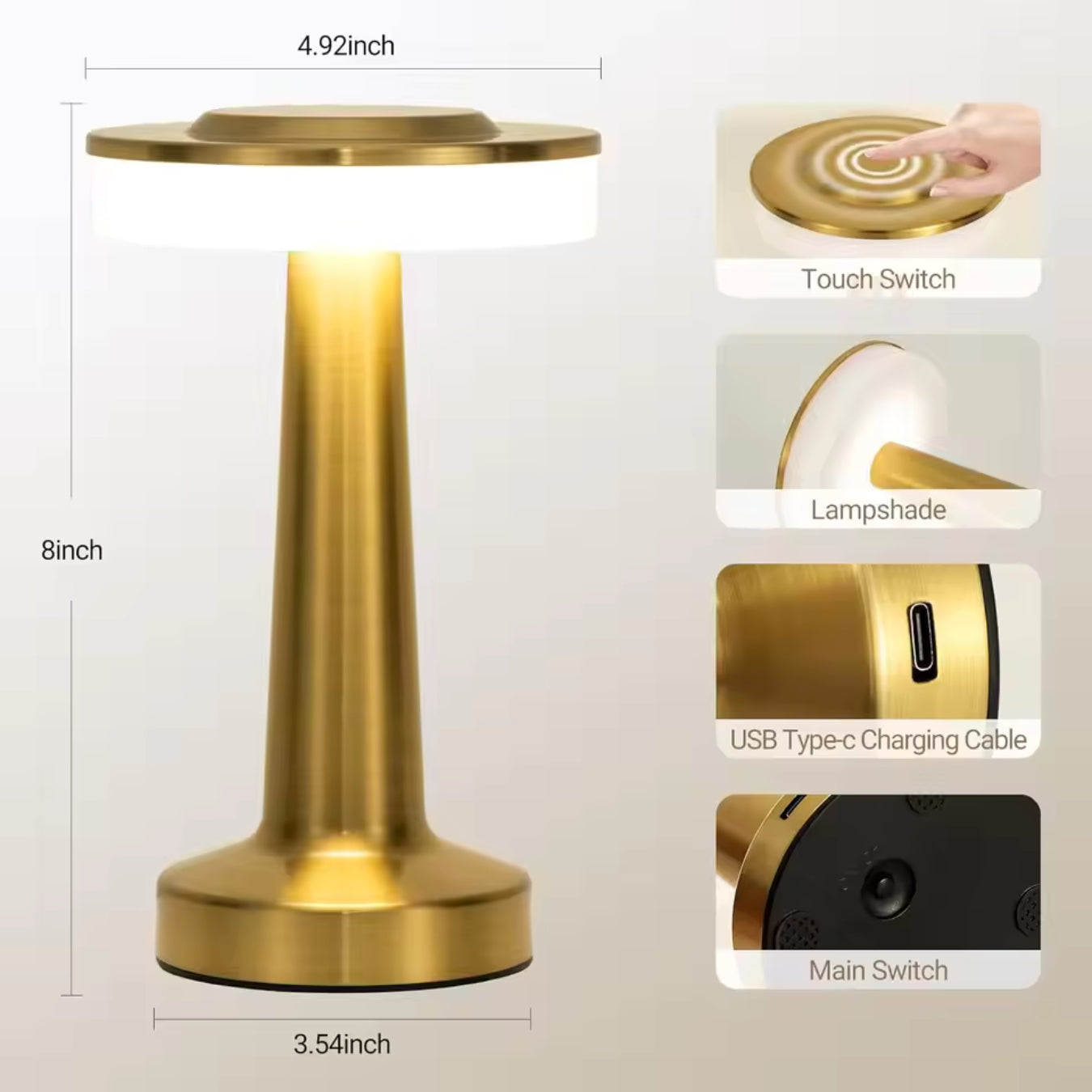NOVA Golden LED Desk Lamp with Touch Sensor
