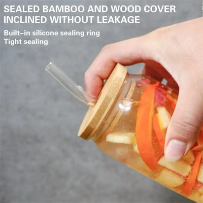Eco-Chic Glass Tumbler with Bamboo Lid & Glass Straw